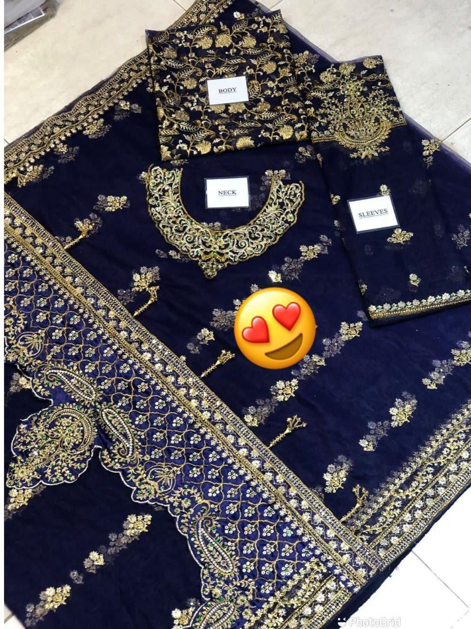 Maria B Sari Full Embroidery - Blue Color