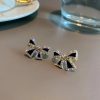 Elegant Zircon Black Bow Tie Earrings Pic 9