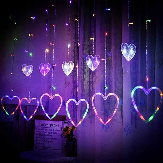 Multi Color Heart Curtain Warm Color Heart Curtain Led Light Pic 7