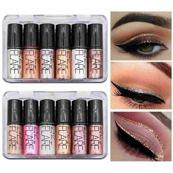 Pack Of 6 Mocallure Metallic Shiny Waterproof Glitter Eyeshadow Liquid Eyeliner Pic 1
