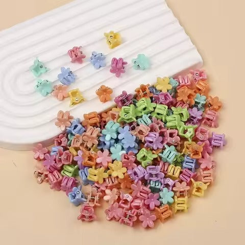 100 PCS Mini Flower Hair Claw Clips For Kids Assorted Colors Pic 1