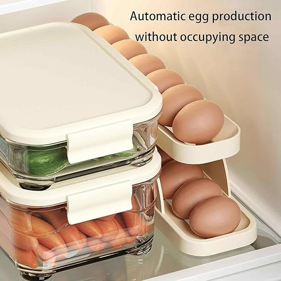 15 Egg Storage Box Rolling Design Organizer Multi Layer Egg Holder pic 3