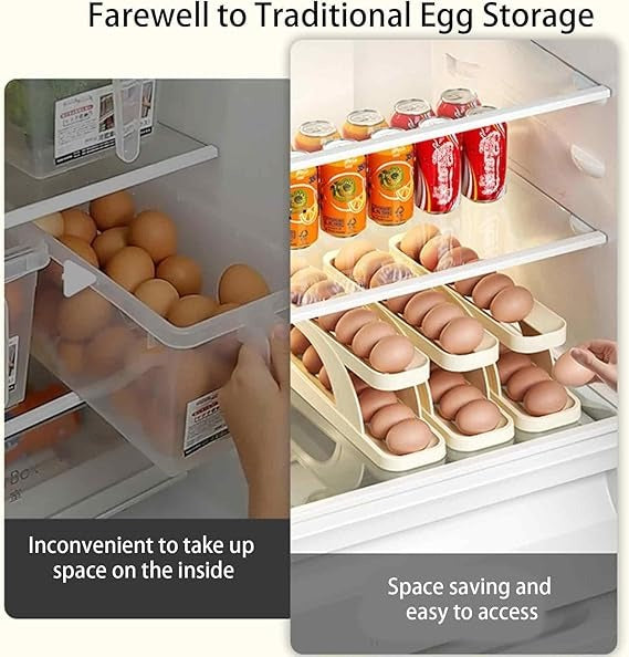 15 Egg Storage Box Rolling Design Organizer Multi Layer Egg Holder pic 5