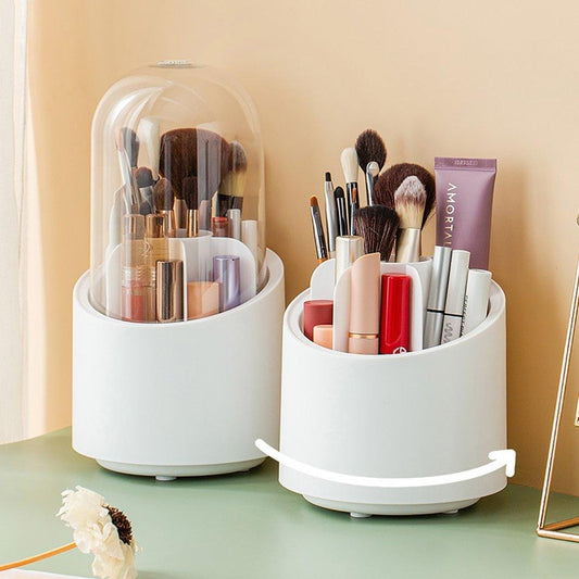 360° Rotating Makeup Brush Storage Box Organizer for Brushes Lipsticks Eyebrow Pencils & Beauty Tools Pic 1