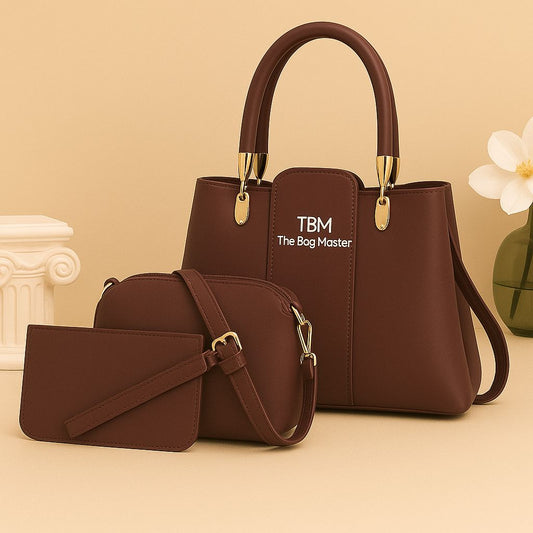 3 Pieces Ladies Handbag Elegant Design Premium Quality Smooth Finish Easy Carry Pic 1