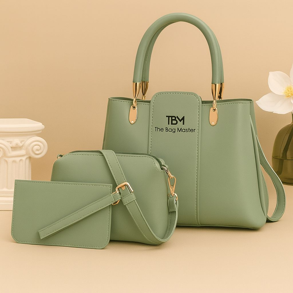 3 Pieces Ladies Handbag Elegant Design Premium Quality Smooth Finish Easy Carry Pic 5