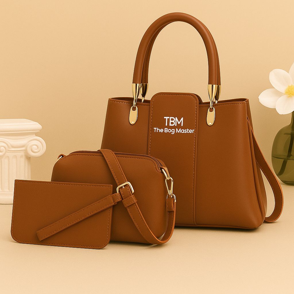 3 Pieces Ladies Handbag Elegant Design Premium Quality Smooth Finish Easy Carry Pic 8