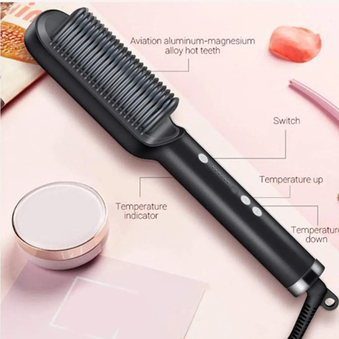 909 Hair Straightener Brush Fast Heating Smooth Styling For Quick And Professional Hair Straightening PIc 3
