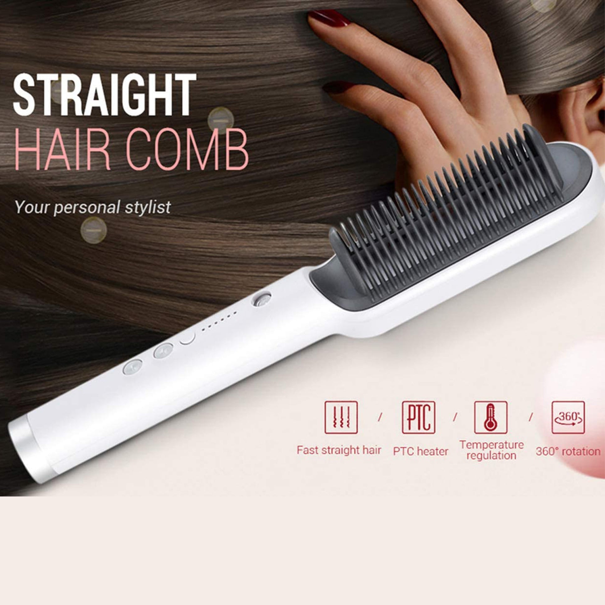 909 Hair Straightener Brush Fast Heating Smooth Styling For Quick And Professional Hair Straightening PIc 4
