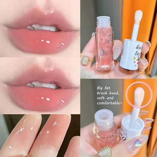 Big Brush Lip Oil Hydrating Liquid Lip Gloss Nourishing Formula Beautiful Shades Of Pink For Soft And Glossy Lips Pic 1