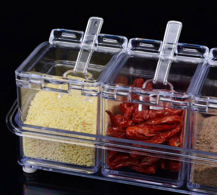 Crystal Seasoning Box With 4 Compartments | Spice Storage Container Pic 5