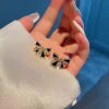 Elegant Zircon Black Bow Tie Earrings Pic 7