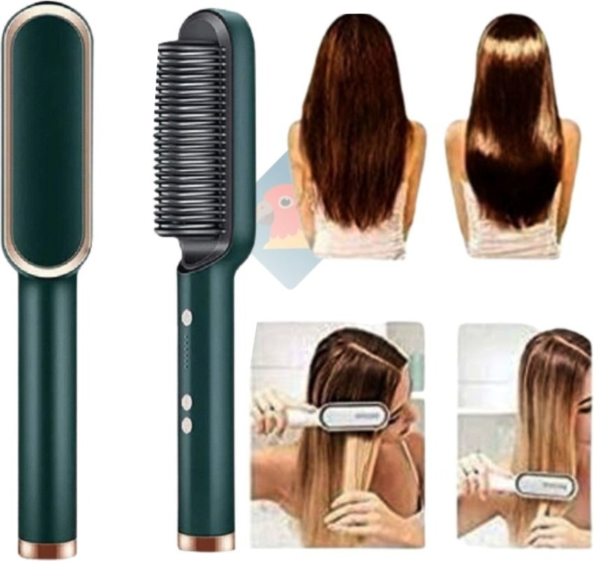 Hair Straightening Brush 2‑in‑1 Straightener and Curler | Heating Styling Comb | Quick 3‑Minute Styling Pic 3