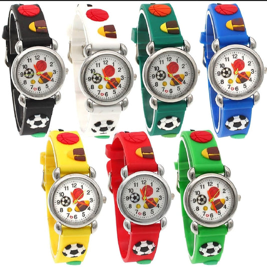 High Quality Cute Football Cartoon Children Watch Girls Rubber Kids Pic 1