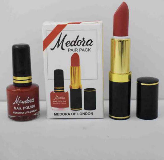 Medora 2 in 1 Lipstick & Nail Polish Combo Includes 1 Lipstick & 1 Nail Polish (Shade Red, Maroon) Pic 1
