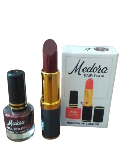 Medora 2 in 1 Lipstick & Nail Polish Combo Includes 1 Lipstick & 1 Nail Polish (Shade Red, Maroon) Pic 4