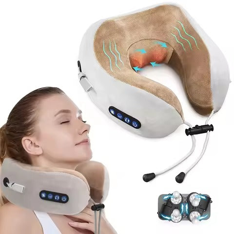 Neck Massager U-Shaped Pillow Rechargeable Shoulder & Cervical Relaxing Massage Pic 1