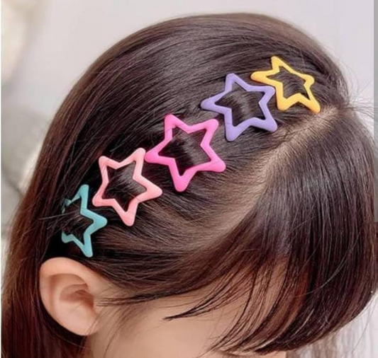 Pack Of 4 Star Shape Hair Clips For Girls Colorful Hair Accessories For Kids Styling and Daily Wear Pic 1