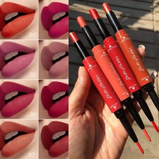 Pack Of 8 2-in-1 Matte Lipstick And Lip Liner Set, Waterproof Long Lasting Pen Set Pic 1