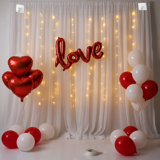 Tent Decoration Set With Red & White Balloons LED Lights Pic 1