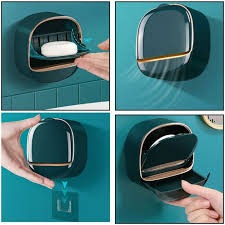 Wall Mounted Soap Holder with Drain Tray for Kitchen & Bathroom Pic 1