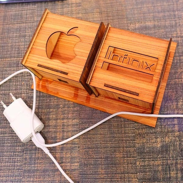 Wall Mounted Wooden Mobile Charging Holder for Home & Office Pic 3