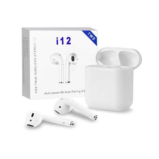 Airpords TWS Earbuds with Charging Case i12 Pro Airpords with woofer Bluetooth Wireless Earphone