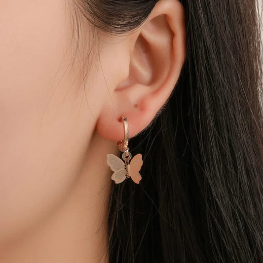 Butterfly Koren Earrings | Drop Earrings Simple Butterfly Shape Pendant Dangle Hoop Earring Women Girls