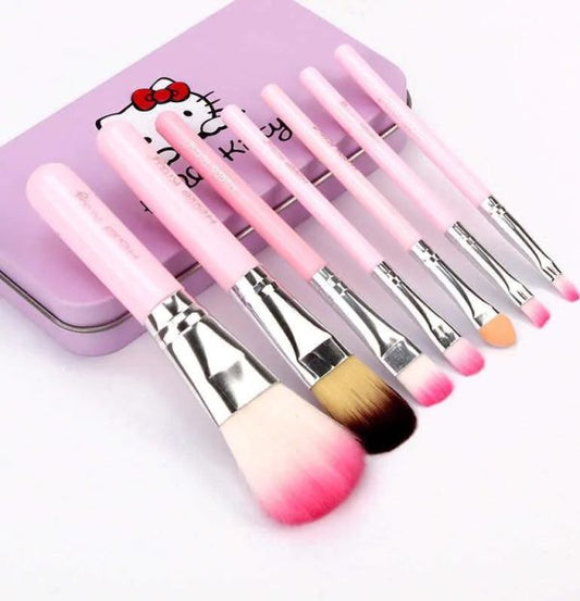 7 Pieces Complete Makeup Mini Brush Kit With A Storage Box