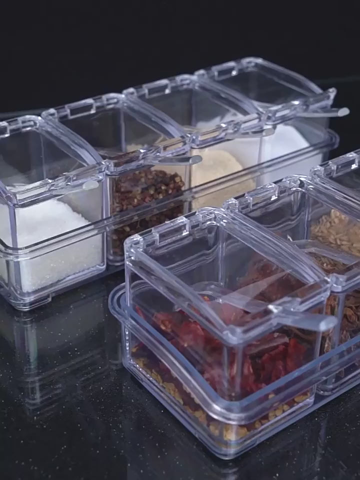 Crystal Seasoning Box With 4 Compartments | Spice Storage Container Video
