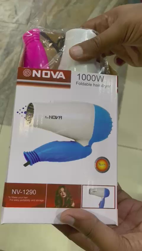 Nova Hair Dryer NV 1290 Quick Dry Foldable Hair Dryer | Fast Heat Compact Travel Dryer Video