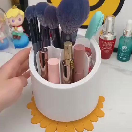 360° Rotating Makeup Brush Storage Box Organizer for Brushes Lipsticks Eyebrow Pencils & Beauty Tools Video2