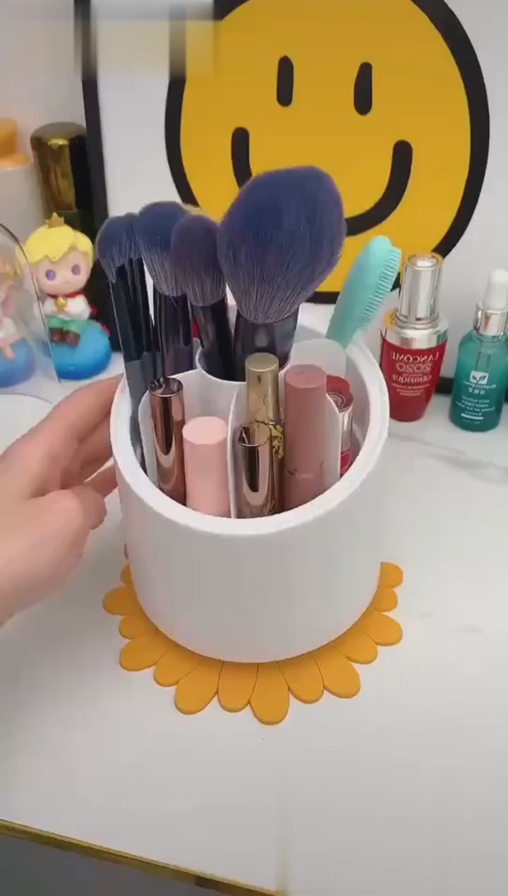 360° Rotating Makeup Brush Storage Box Organizer for Brushes Lipsticks Eyebrow Pencils & Beauty Tools Video2
