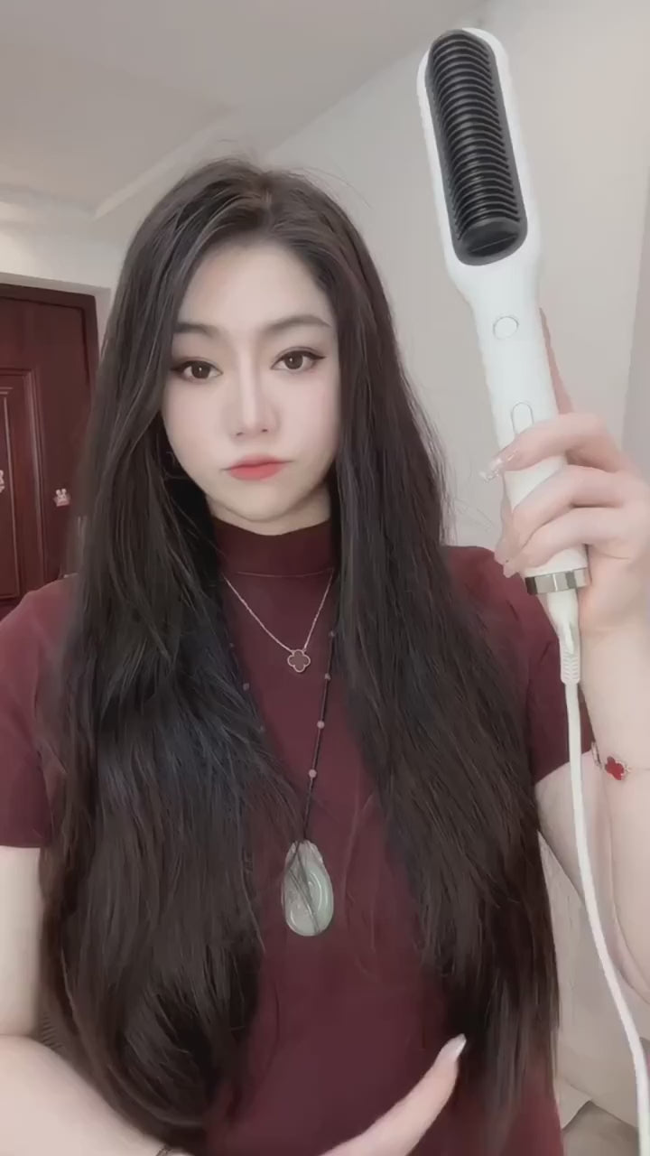 909 Hair Straightener Brush Fast Heating Smooth Styling For Quick And Professional Hair Straightening Video