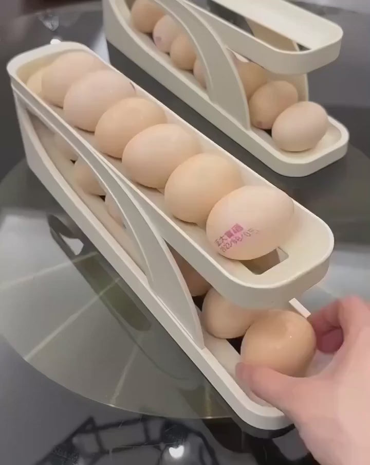 15 Egg Storage Box Rolling Design Organizer Multi Layer Egg Holder video