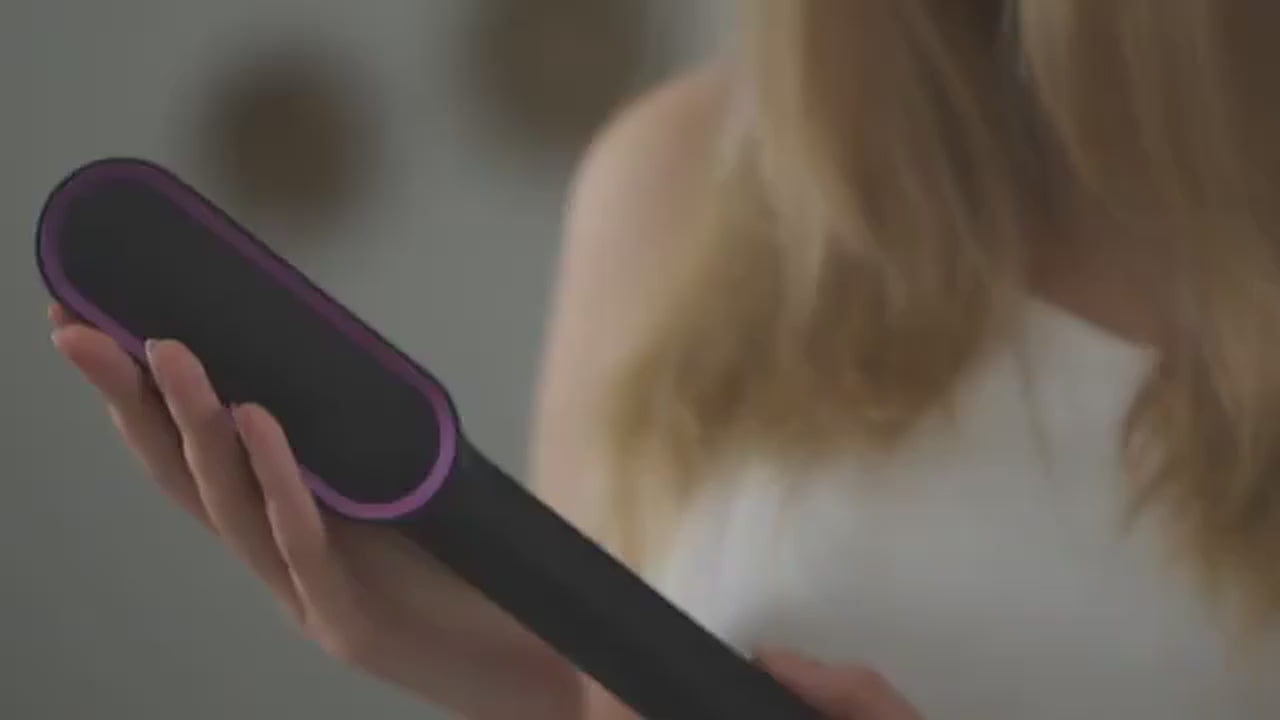 Hair Straightening Brush 2‑in‑1 Straightener and Curler | Heating Styling Comb | Quick 3‑Minute Styling Video